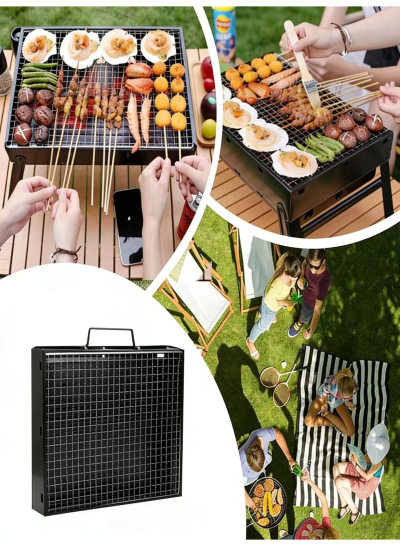 Portable Charcoal Grill,17" Folding Portable BBQ Charcoal Grill Compact Tabletop Mini Smoker Small BBQ Grill Outdoor for Travel Backyard Picnic Beach - Image 3